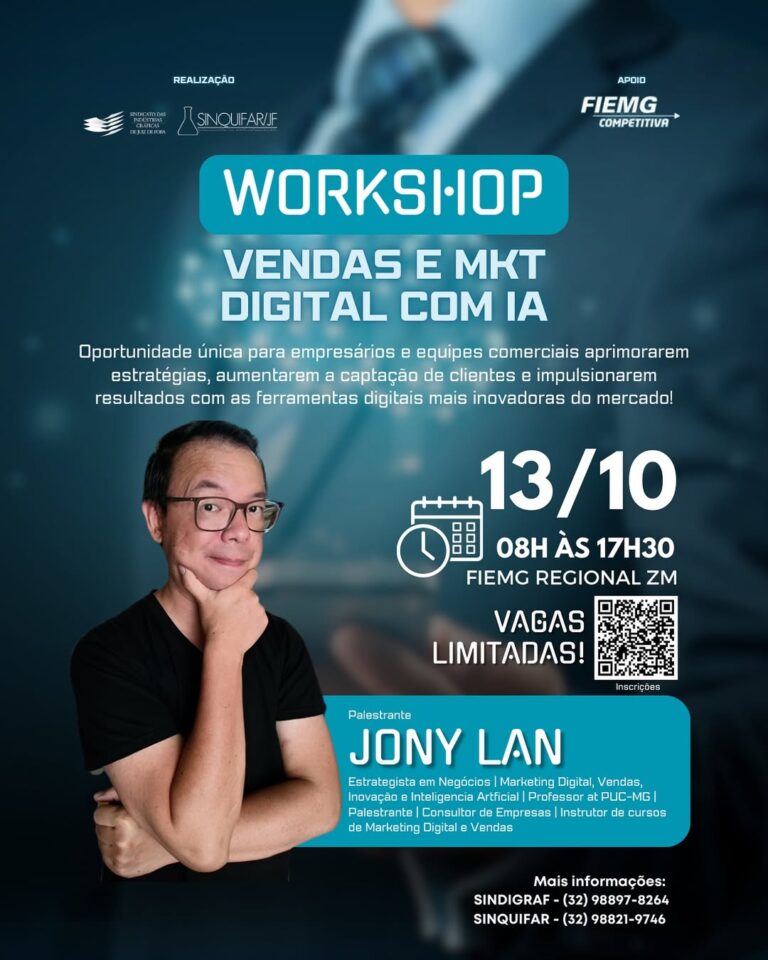 Leia mais sobre o artigo Workshop: Vendas e Marketing Digital com Inteligência Artificial capacita empresários e equipes comerciais da região